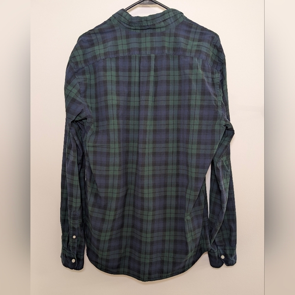 J.Crew Men’s Large Secret Wash Shirt Blackwatch Plaid Organic Cotton Preppy - Picture 4 of 7